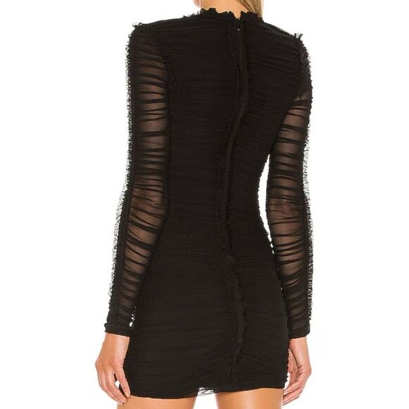 NBD x REVOLVE | Las Olas Long Sleeve Mini Dress Ruched Sheer Black Stretch | XL - Picture 2 of 12